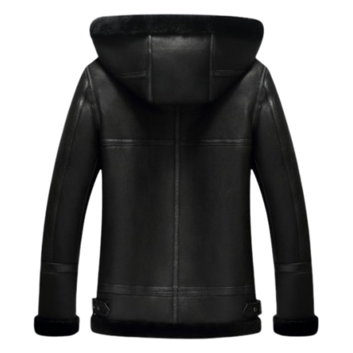 Men's Black Hooded B3 Leather Bomber Jacket – Aviator Flight Jacket