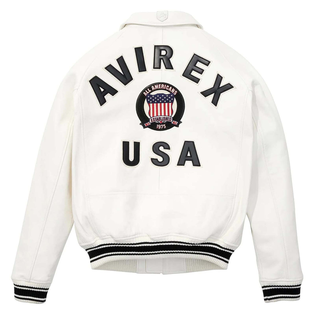 Avirex White Leather Bomber Jacket – Iconic Aviator Style