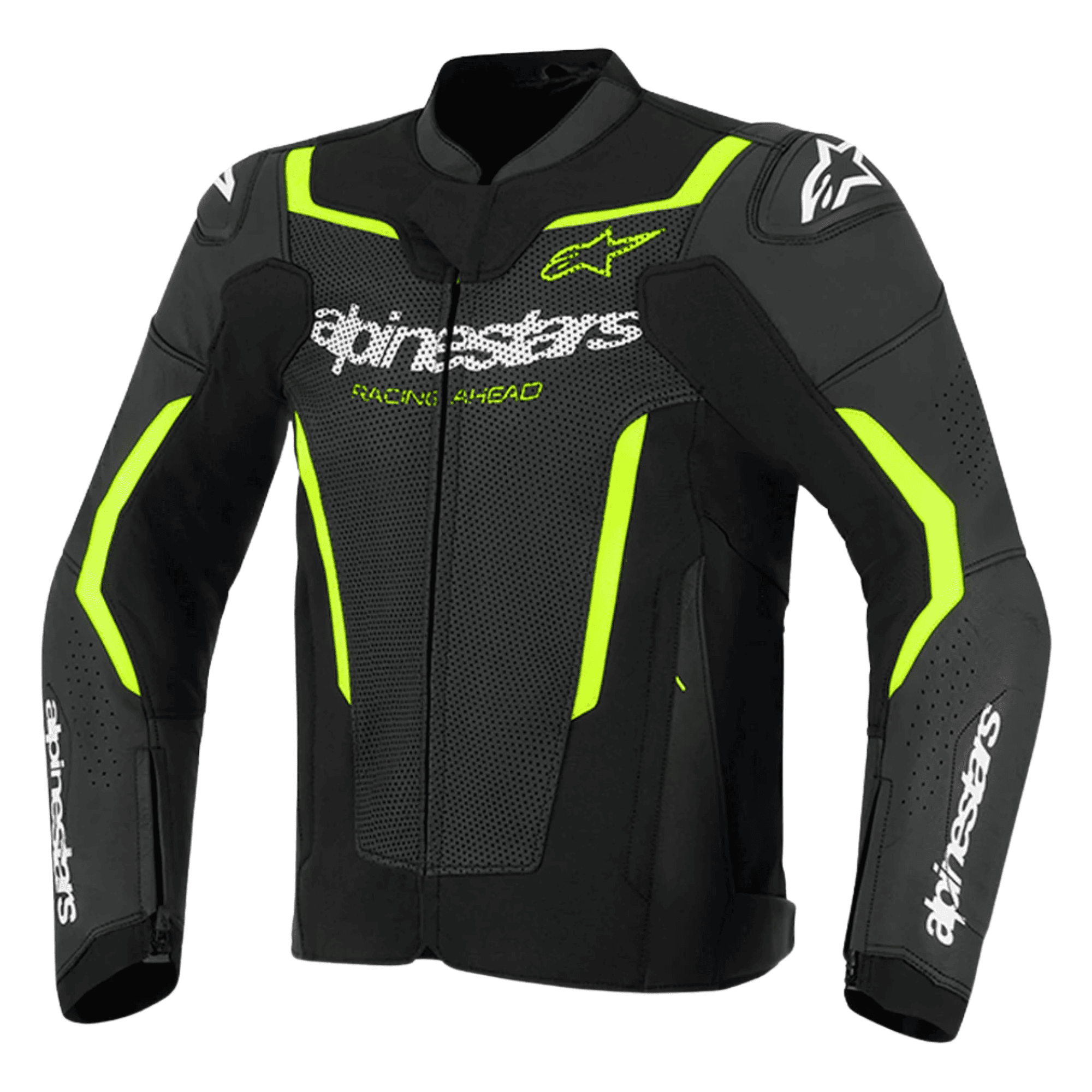 Alpinestars GP Force V2 Air Leather Motorcycle Jacket | Black/Yellow Fluo