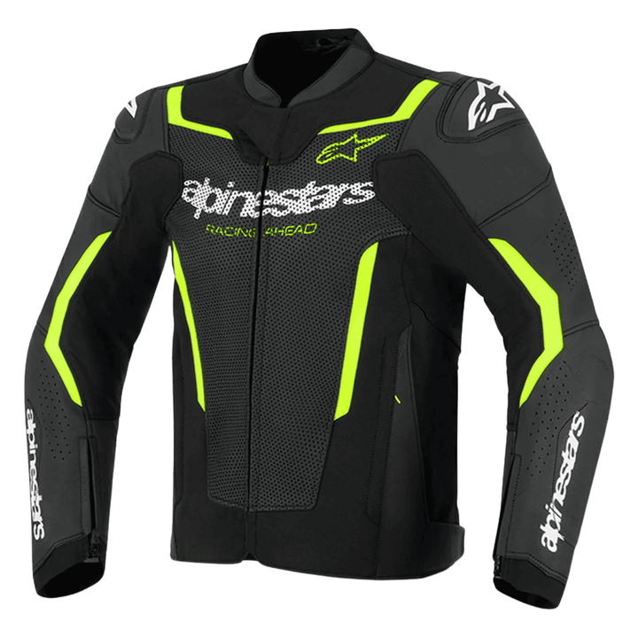 Alpinestars GP Force V2 Air Leather Motorcycle Jacket | Black/Yellow Fluo