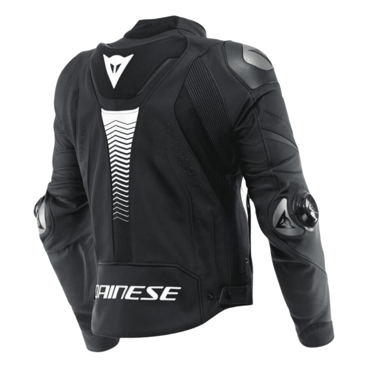 Dainese Super Speed 4 Men’s Black Leather Motorcycle Jacket White Logos
