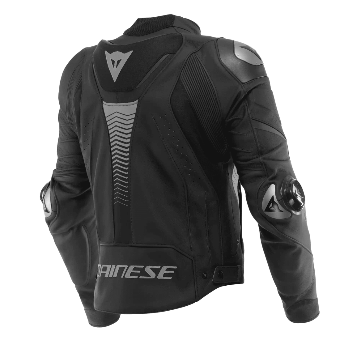 Dainese Super Speed 4 Men’s Black Leather Motorcycle Jacket Grey Logos