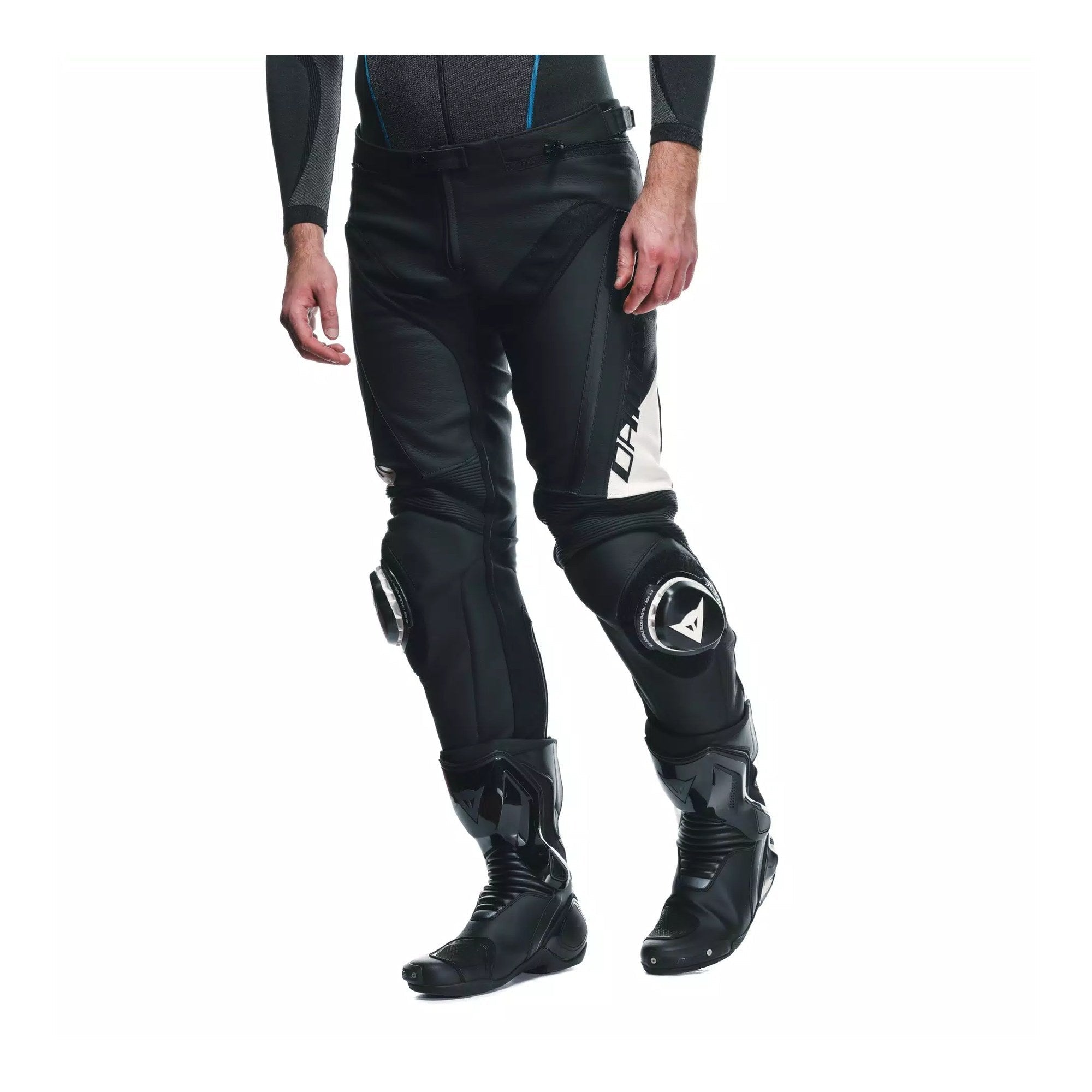 Dainese Delta 4 Men's Leather Motorcycle Pants | Black/White