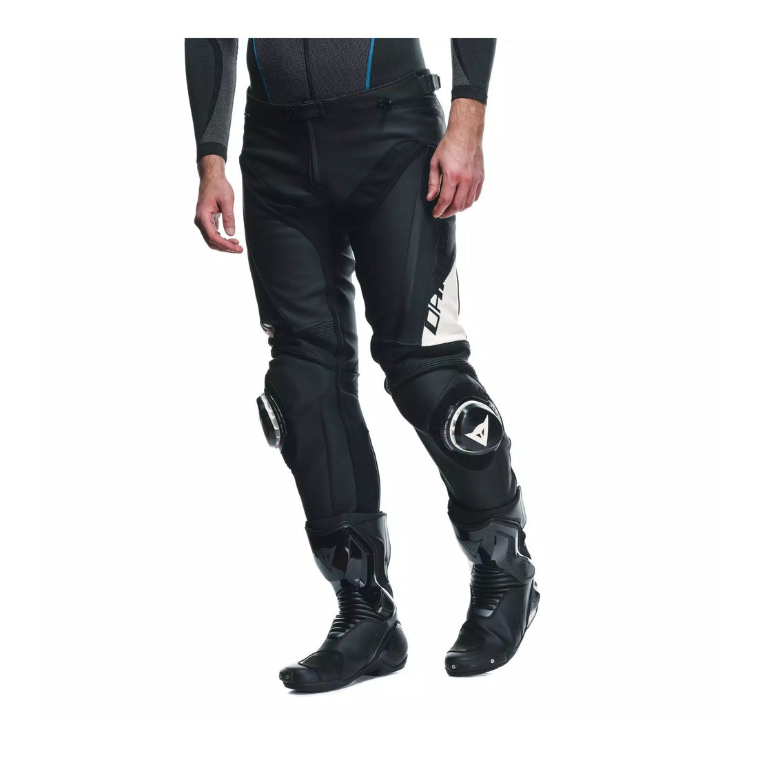 Dainese Delta 4 Men's Leather Motorcycle Pants | Black/White