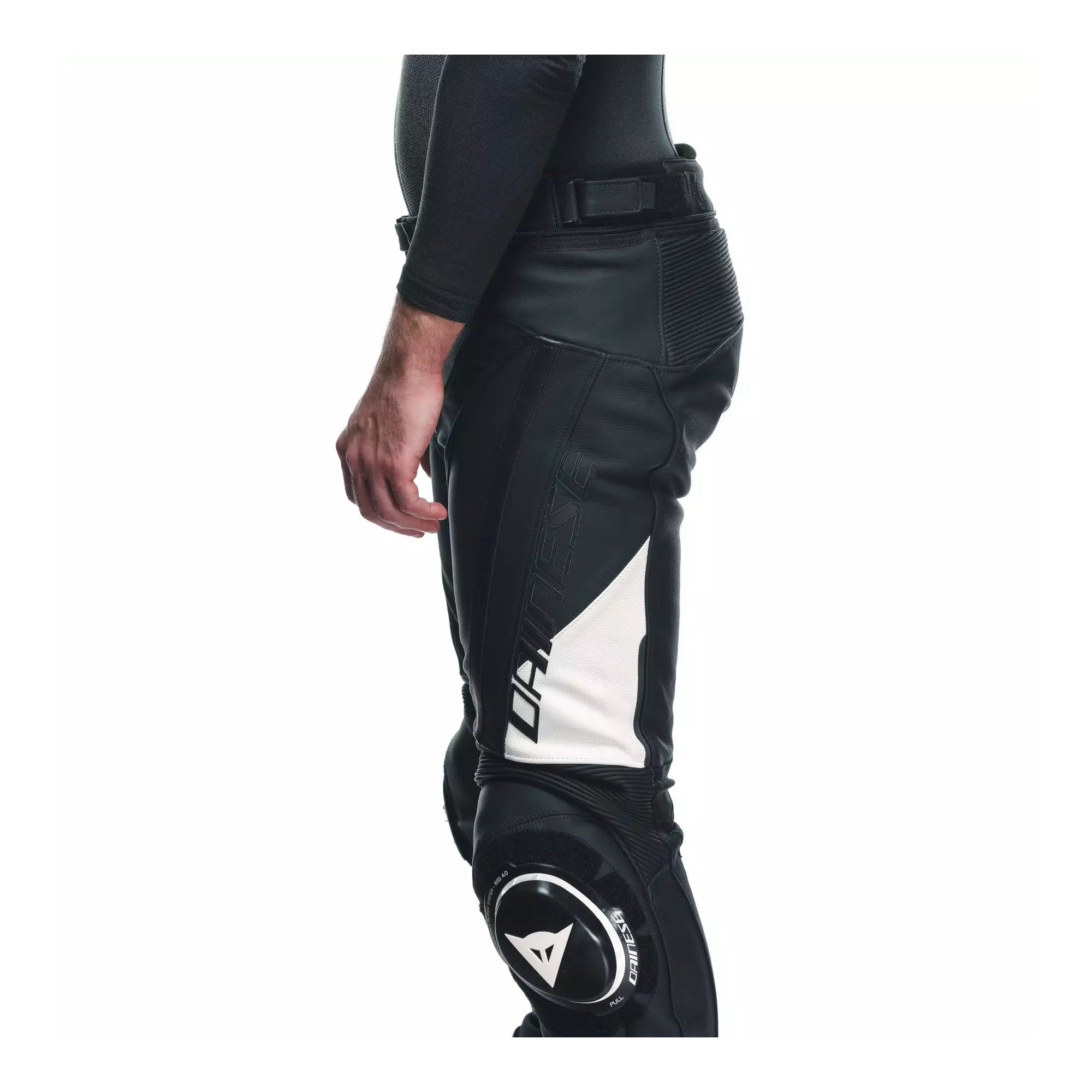 Dainese Delta 4 Men's Leather Motorcycle Pants | Black/White