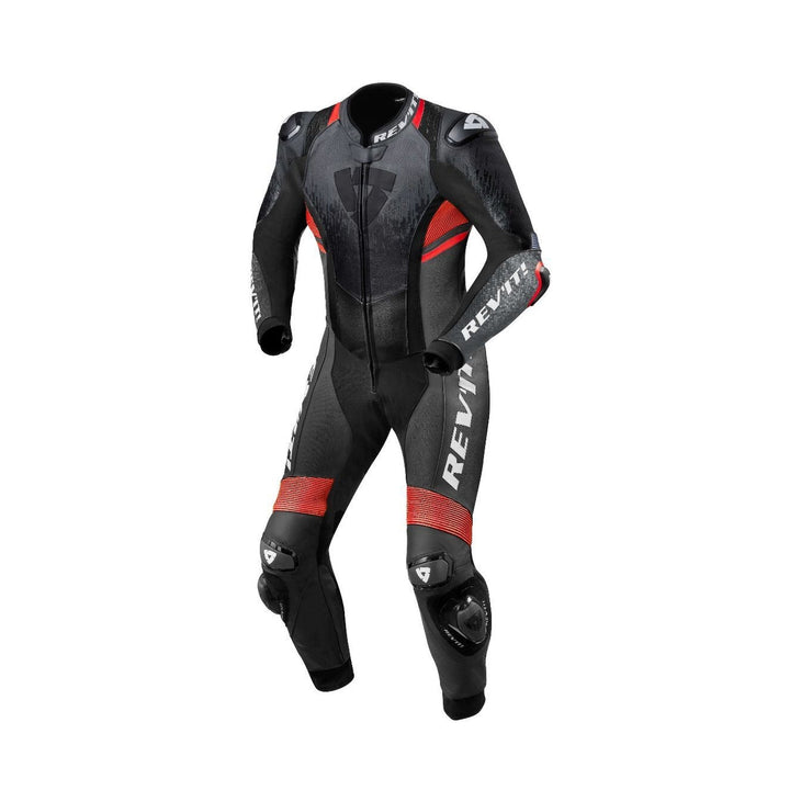 REV'IT! Control One-Piece Leather Race Suit | Black/Neon Red
