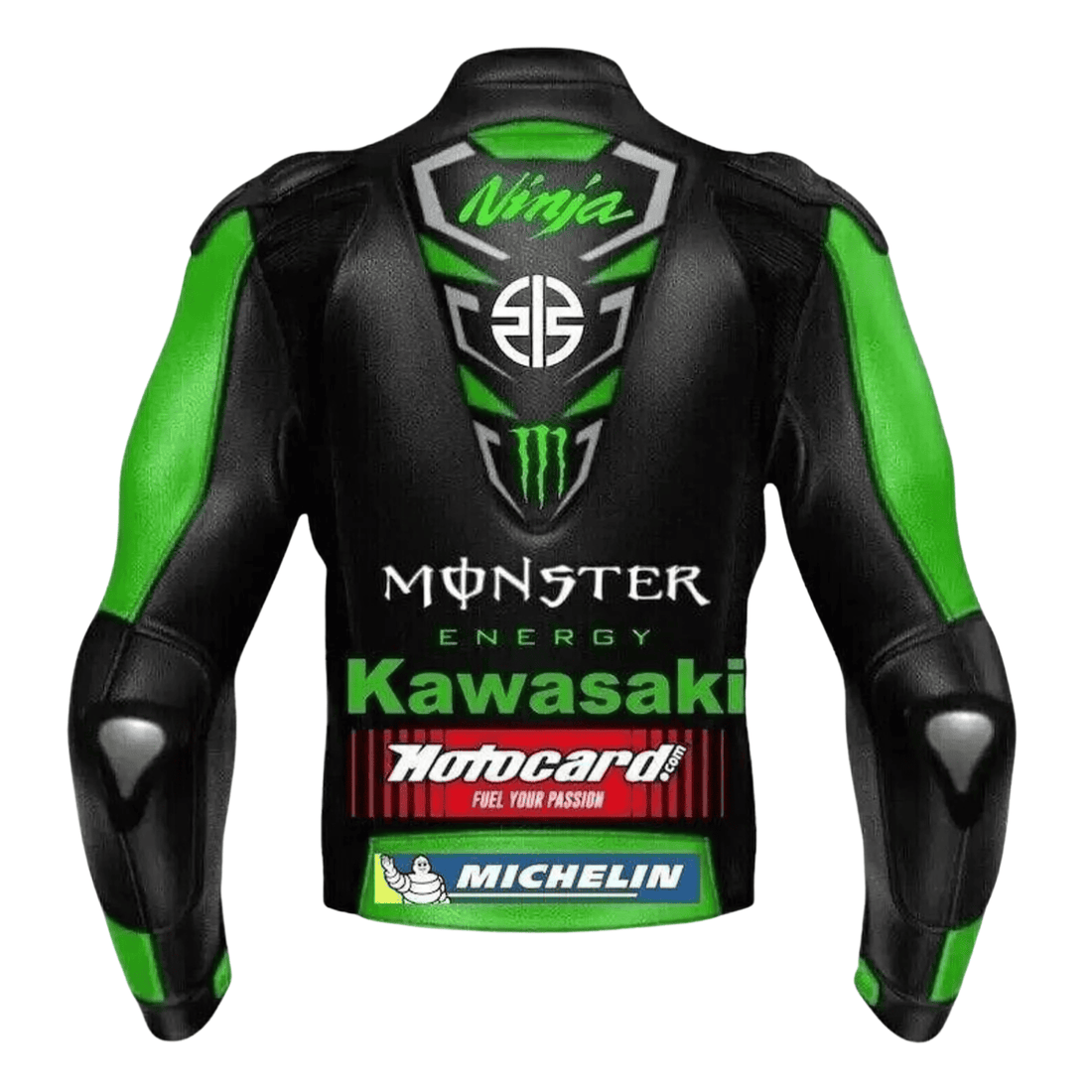 Handmade Men’s Kawasaki Ninja Green Monster Leather Motorcycle Jacket